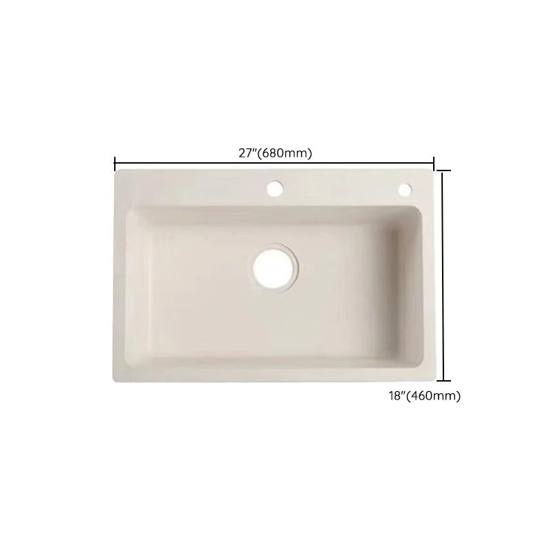 Modern Style Kitchen Sink Overflow Hole Design Drop-In Quartz Kitchen Sink in Beige -Bathlova