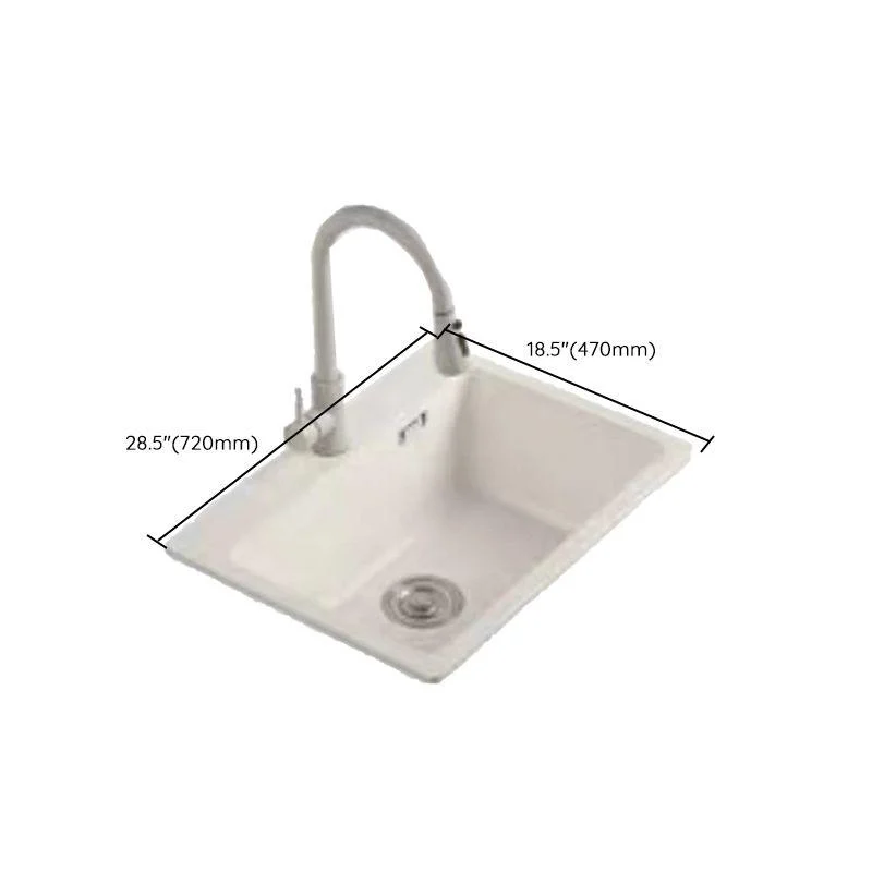 Modern Style Kitchen Sink Overflow Hole Design Drop-In Quartz Kitchen Sink in Beige -Bathlova