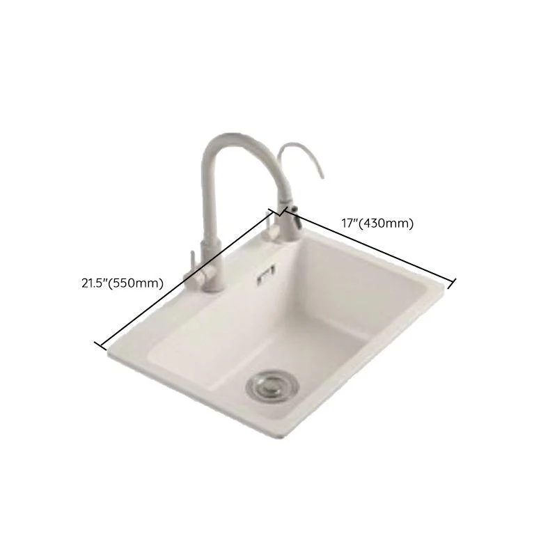 Modern Style Kitchen Sink Overflow Hole Design Drop-In Quartz Kitchen Sink in Beige -Bathlova