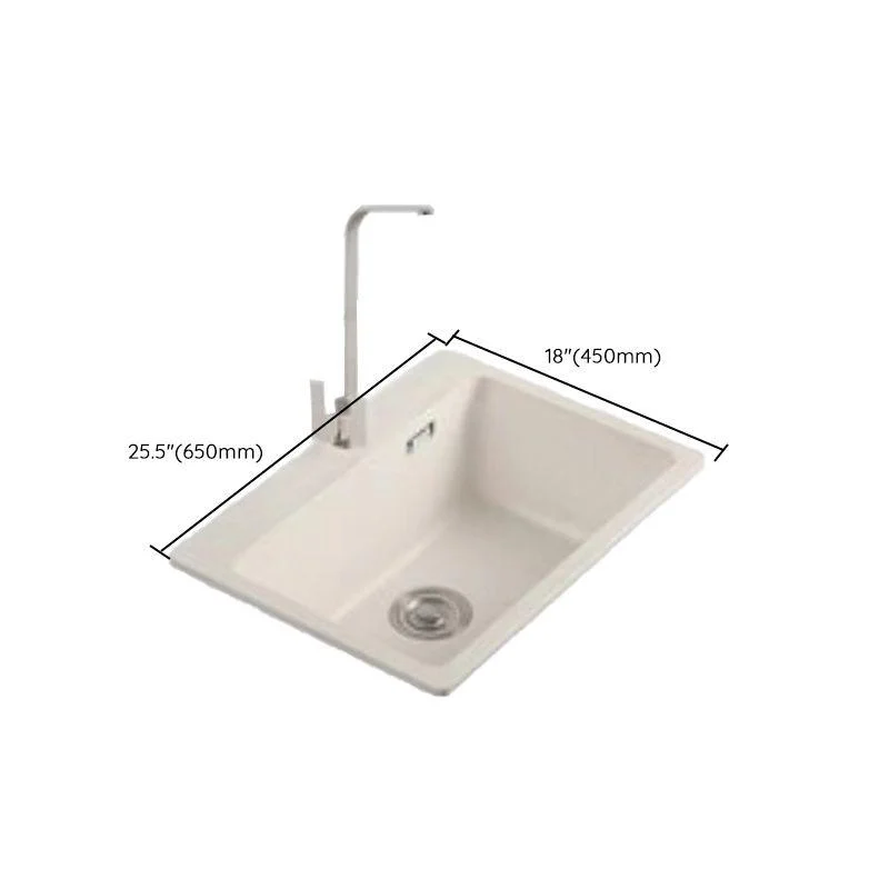 Modern Style Kitchen Sink Overflow Hole Design Drop-In Quartz Kitchen Sink in Beige -Bathlova