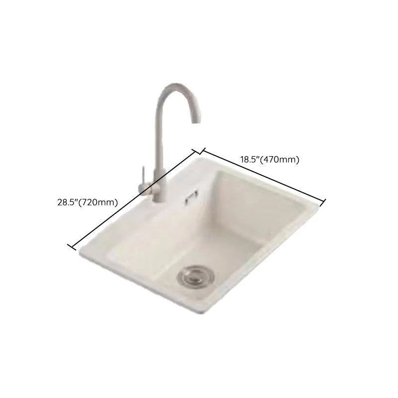 Modern Style Kitchen Sink Overflow Hole Design Drop-In Quartz Kitchen Sink in Beige -Bathlova