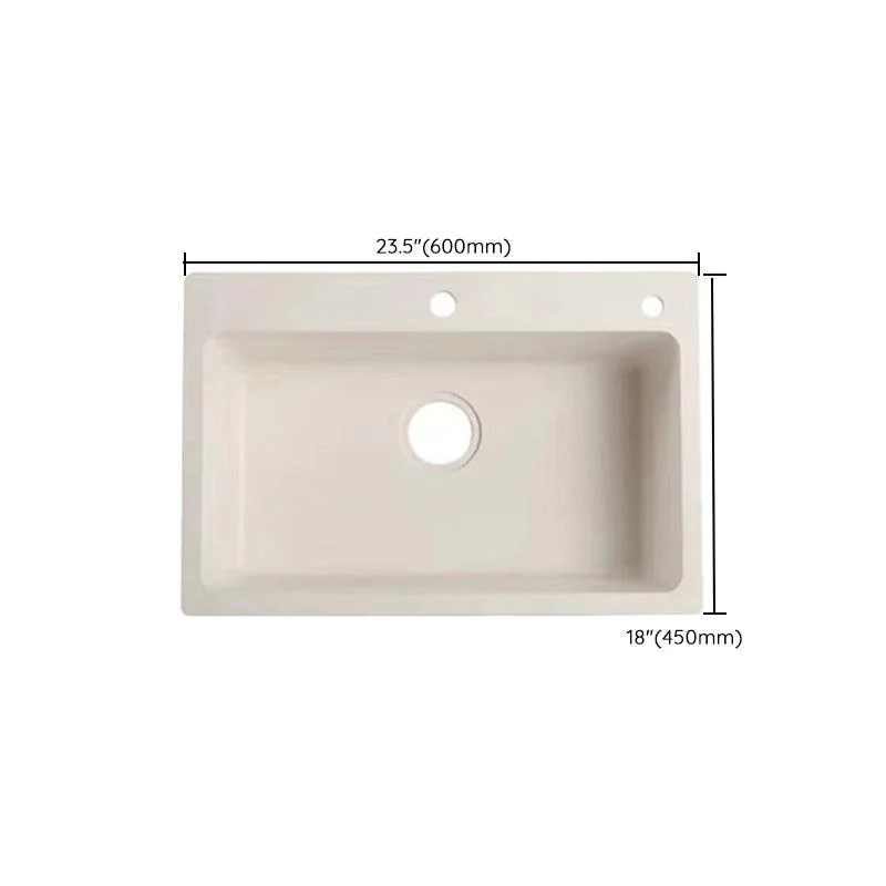 Modern Style Kitchen Sink Overflow Hole Design Drop-In Quartz Kitchen Sink in Beige -Bathlova