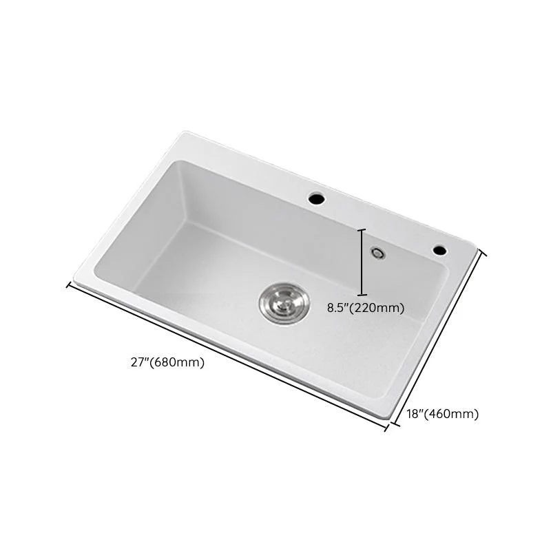 Modern Style Kitchen Sink Overflow Hole Design Drop-In Quartz Kitchen Sink in White -Bathlova