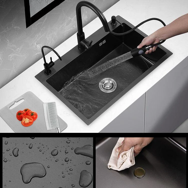 Modern Style Kitchen Sink Overflow Hole Design Stainless Steel Kitchen Sink -Bathlova