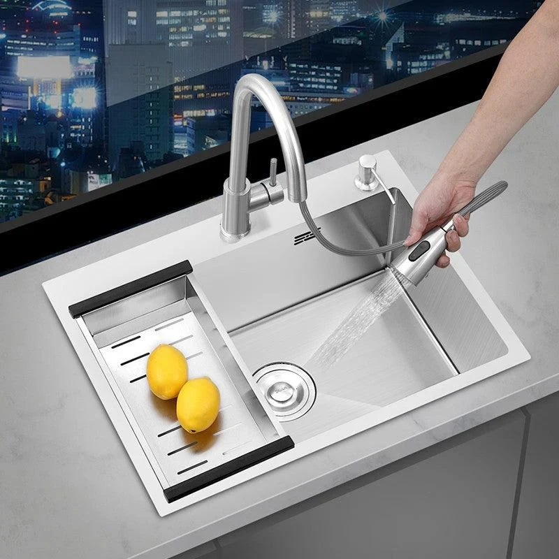 Modern Style Kitchen Sink Overflow Hole Detail Kitchen Sink with Soap Dispenser -Bathlova