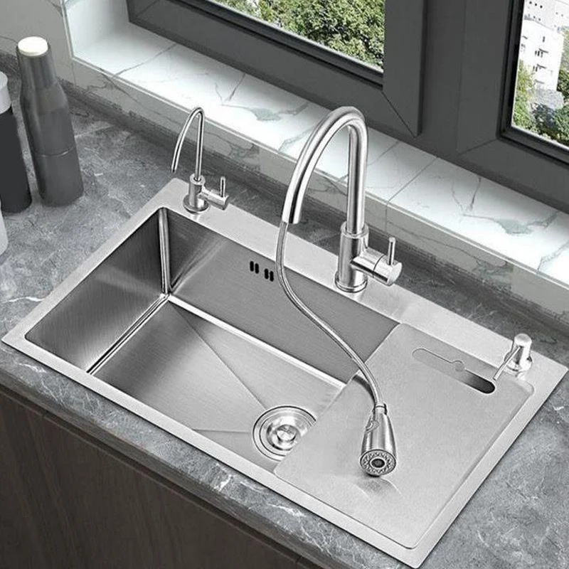 Modern Style Kitchen Sink Overflow Hole Detail Kitchen Sink with Soap Dispenser -Bathlova