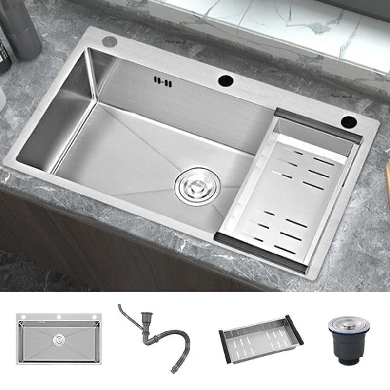 Modern Style Kitchen Sink Overflow Hole Detail Kitchen Sink with Soap Dispenser -Bathlova