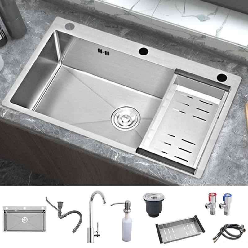 Modern Style Kitchen Sink Overflow Hole Detail Kitchen Sink with Soap Dispenser -Bathlova