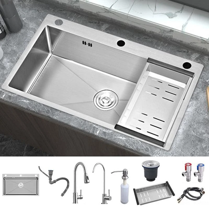 Modern Style Kitchen Sink Overflow Hole Detail Kitchen Sink with Soap Dispenser -Bathlova