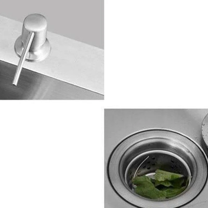 Modern Style Kitchen Sink Overflow Hole Detail Kitchen Sink with Soap Dispenser -Bathlova