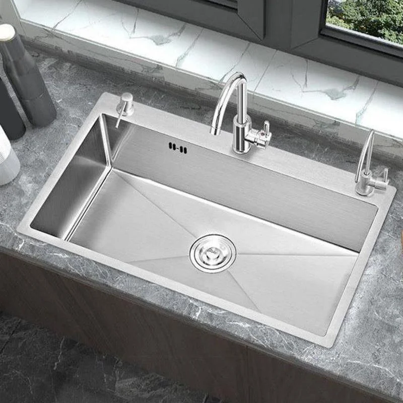 Modern Style Kitchen Sink Overflow Hole Detail Kitchen Sink with Soap Dispenser -Bathlova