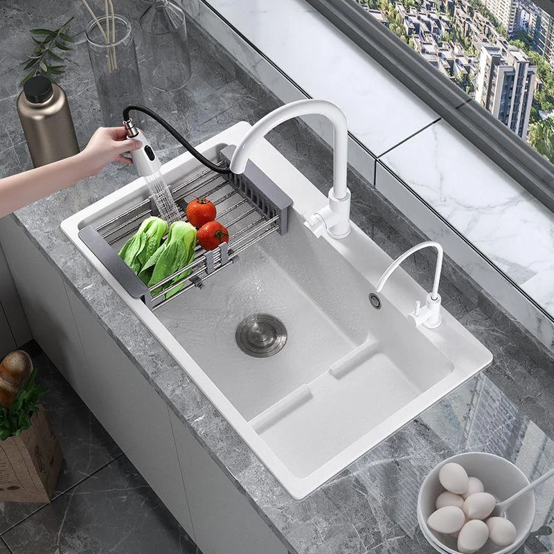 Modern Style Kitchen Sink Quartz Kitchen Sink with Basket Strainer -Bathlova