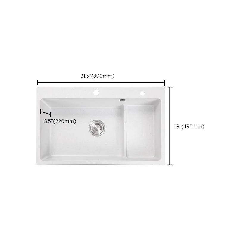 Modern Style Kitchen Sink Quartz Kitchen Sink with Basket Strainer -Bathlova