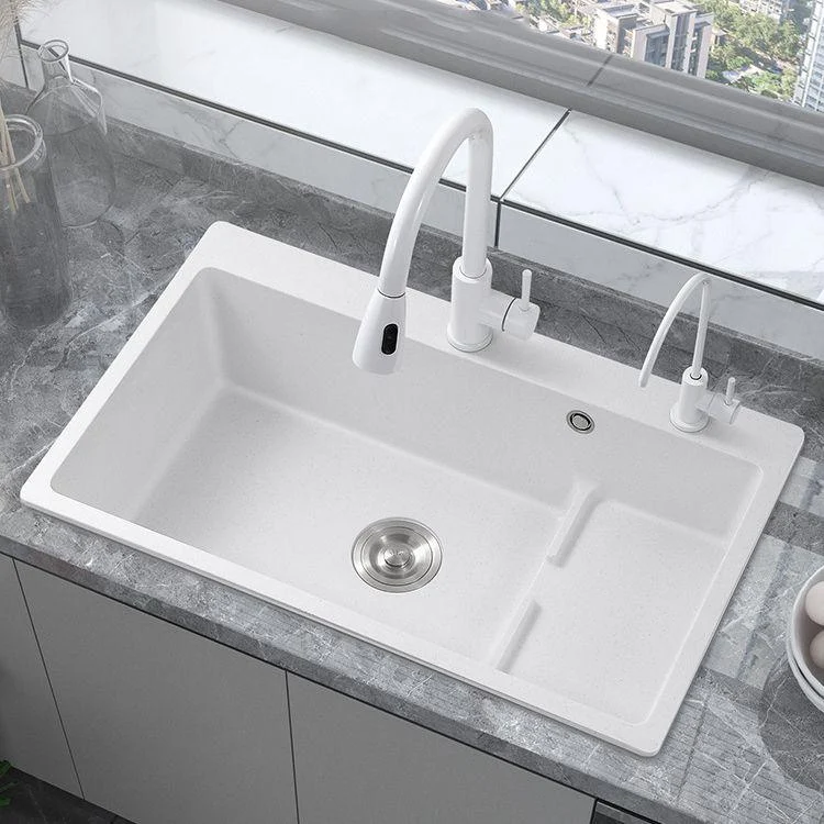 Modern Style Kitchen Sink Quartz Kitchen Sink with Basket Strainer -Bathlova