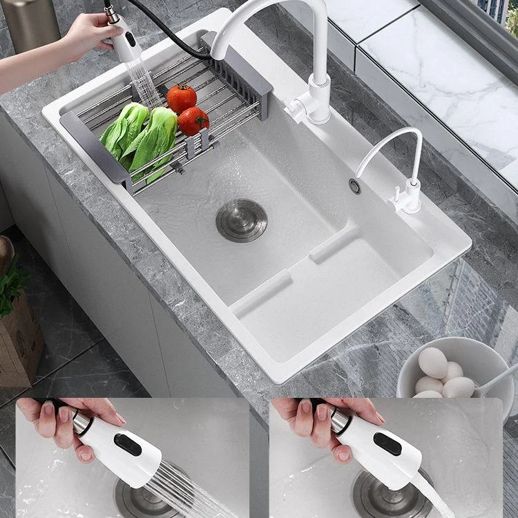 Modern Style Kitchen Sink Quartz Kitchen Sink with Basket Strainer -Bathlova