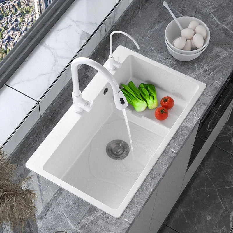 Modern Style Kitchen Sink Quartz Kitchen Sink with Basket Strainer -Bathlova