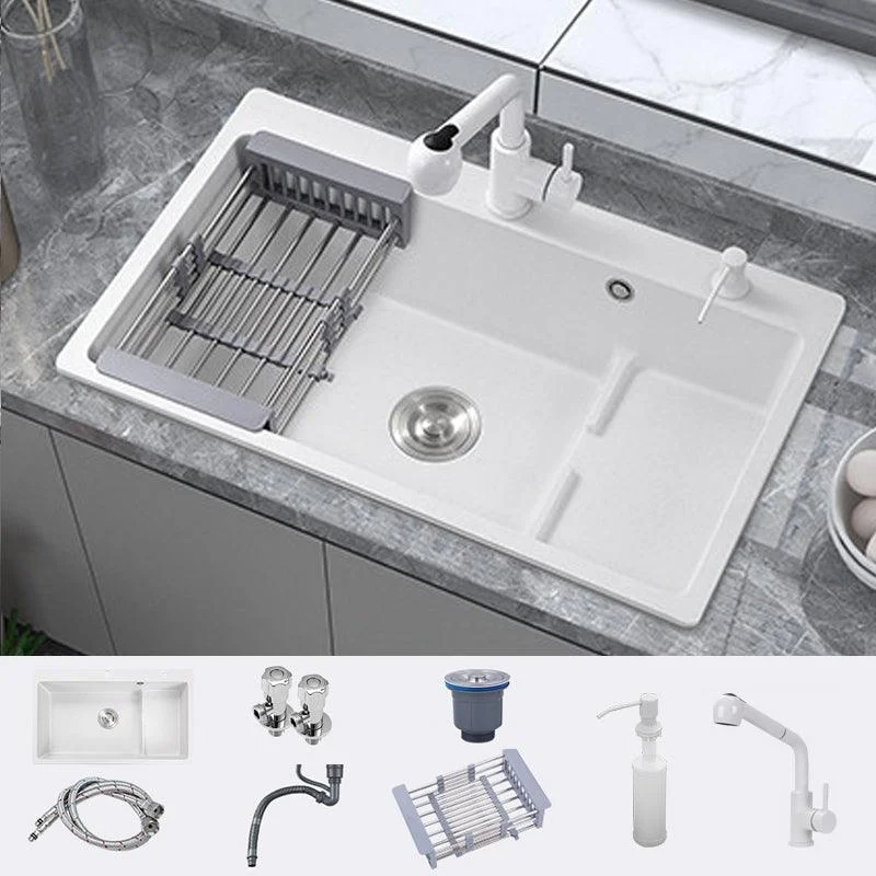 Modern Style Kitchen Sink Quartz Kitchen Sink with Basket Strainer -Bathlova