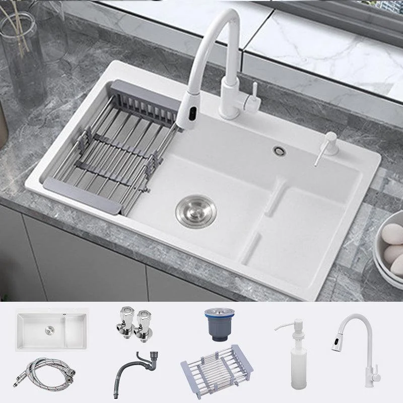 Modern Style Kitchen Sink Quartz Kitchen Sink with Basket Strainer -Bathlova