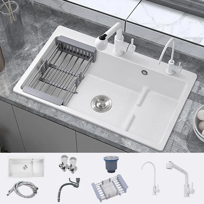 Modern Style Kitchen Sink Quartz Kitchen Sink with Basket Strainer -Bathlova