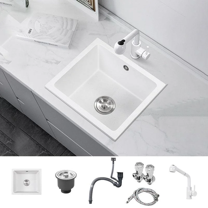 Modern Style Kitchen Sink Quartz Single Bowl Kitchen Sink with Square Shape -Bathlova