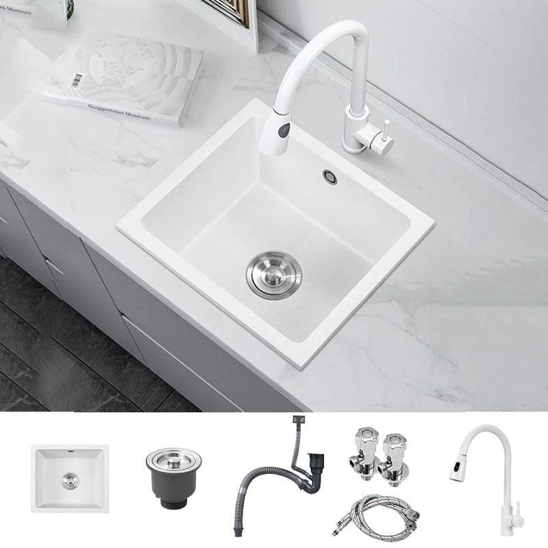 Modern Style Kitchen Sink Quartz Single Bowl Kitchen Sink with Square Shape -Bathlova