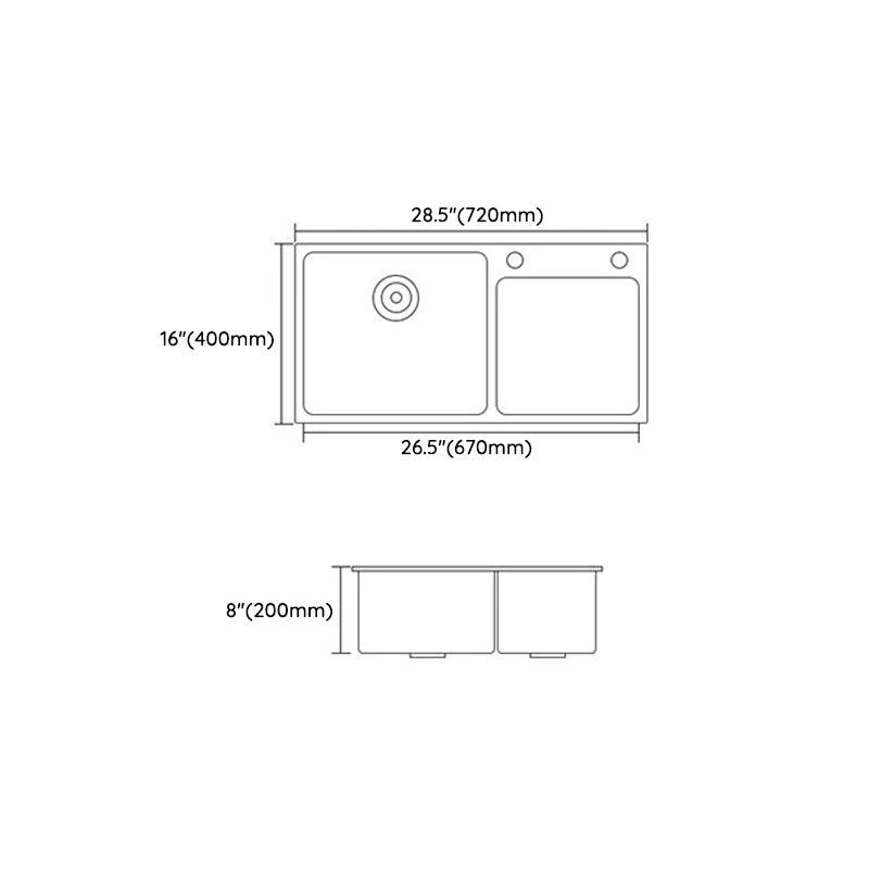 Modern Style Kitchen Sink Quartz Soundproof Kitchen Double Sink with Drain Assembly -Bathlova