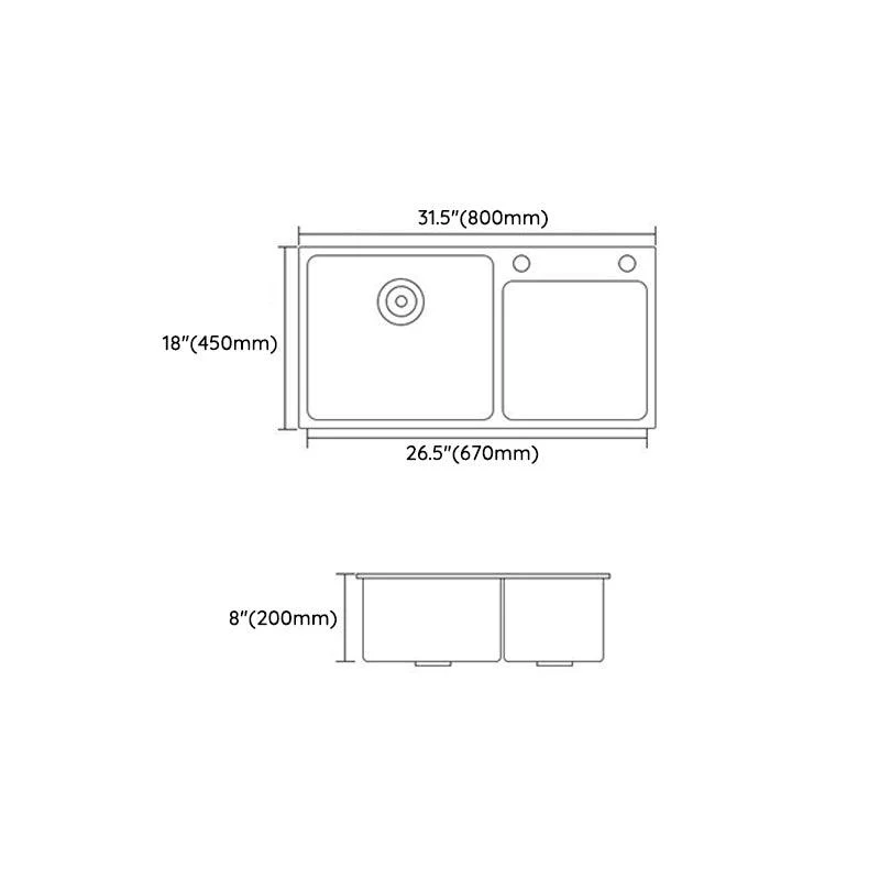 Modern Style Kitchen Sink Quartz Soundproof Kitchen Double Sink with Drain Assembly -Bathlova