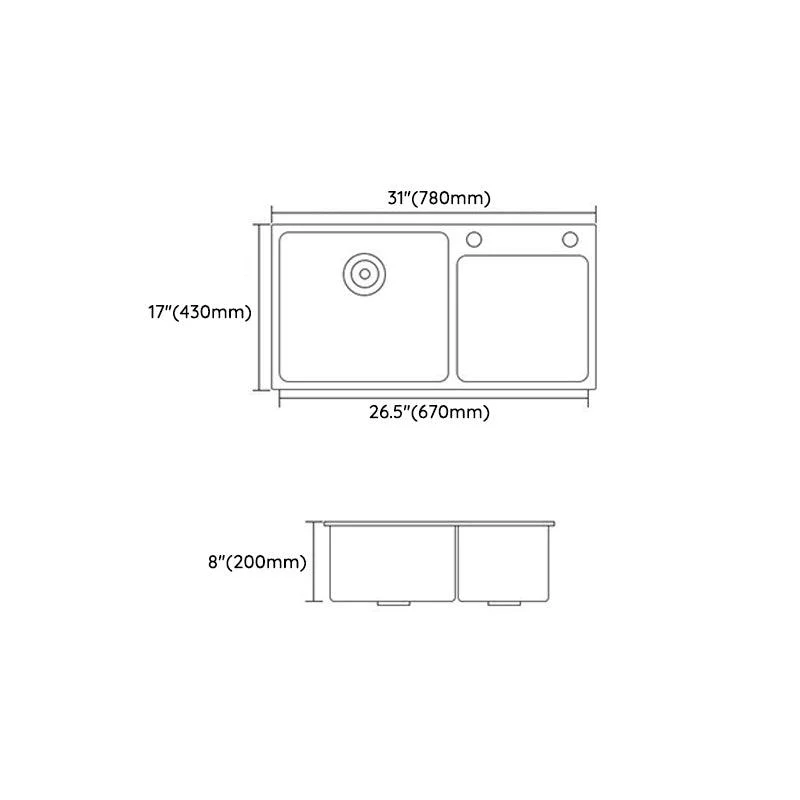 Modern Style Kitchen Sink Quartz Soundproof Kitchen Double Sink with Drain Assembly -Bathlova