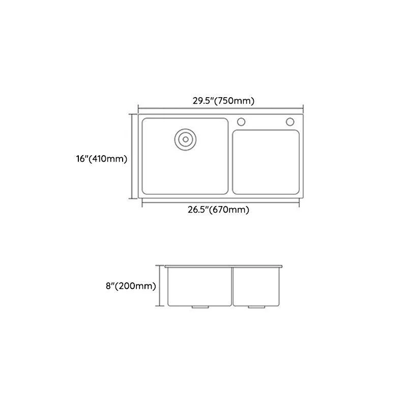 Modern Style Kitchen Sink Quartz Soundproof Kitchen Double Sink with Drain Assembly -Bathlova