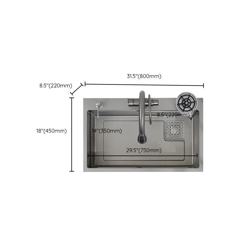 Modern Style Kitchen Sink Rectangle Shape Kitchen Sink with Single Bowl -Bathlova