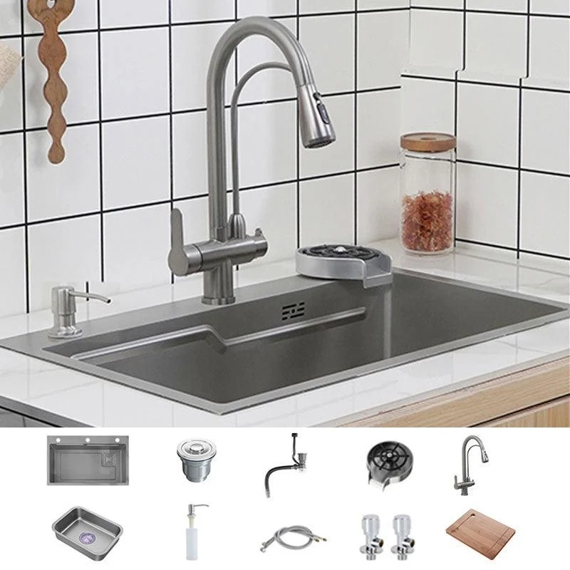 Modern Style Kitchen Sink Rectangle Shape Kitchen Sink with Single Bowl -Bathlova