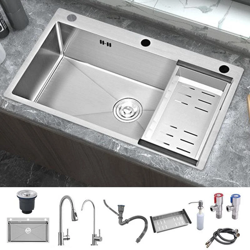 Modern Style Kitchen Sink Soundproof Design Kitchen Sink with Overflow Hole -Bathlova