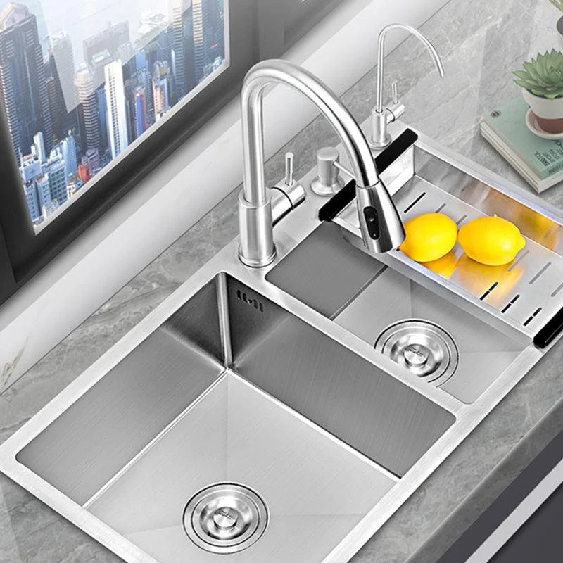 Modern Style Kitchen Sink Soundproof Detail Kitchen Double Sink with Basket Strainer -Bathlova