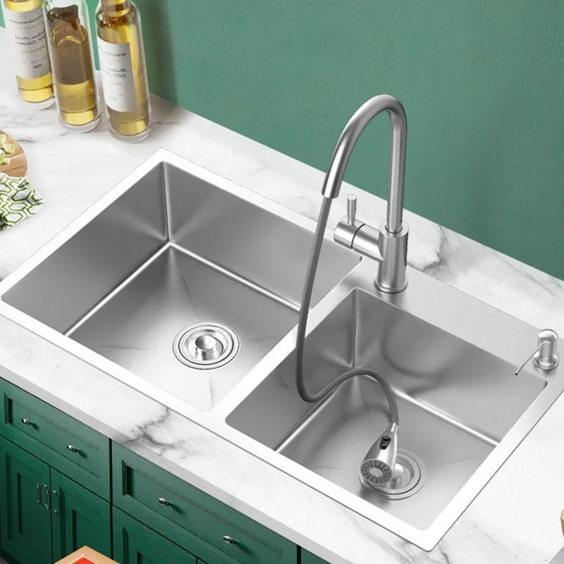 Modern Style Kitchen Sink Soundproof Detail Kitchen Double Sink with Basket Strainer -Bathlova