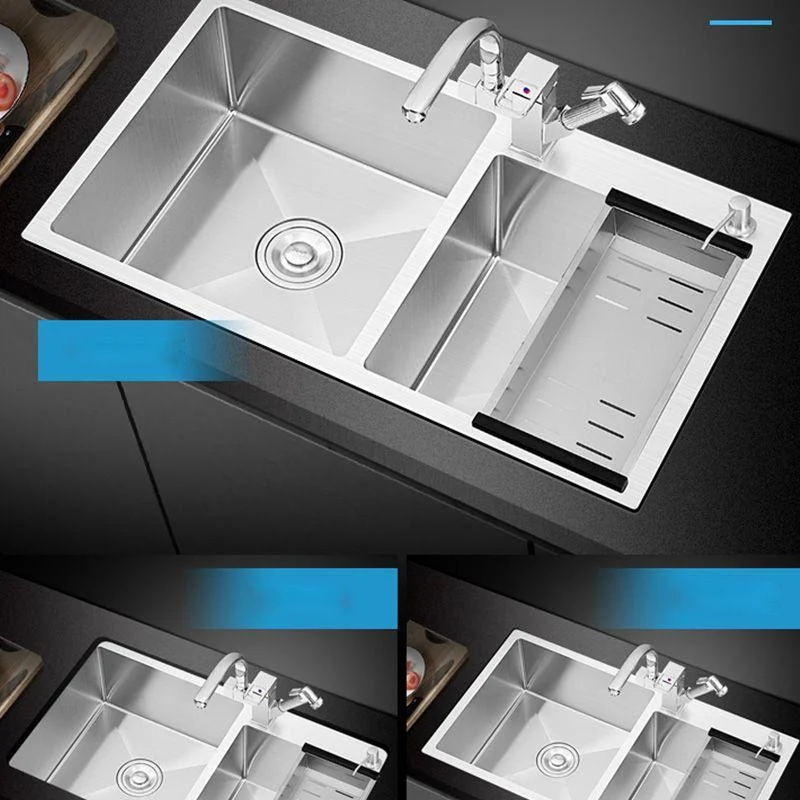 Modern Style Kitchen Sink Soundproof Detail Kitchen Double Sink with Basket Strainer -Bathlova