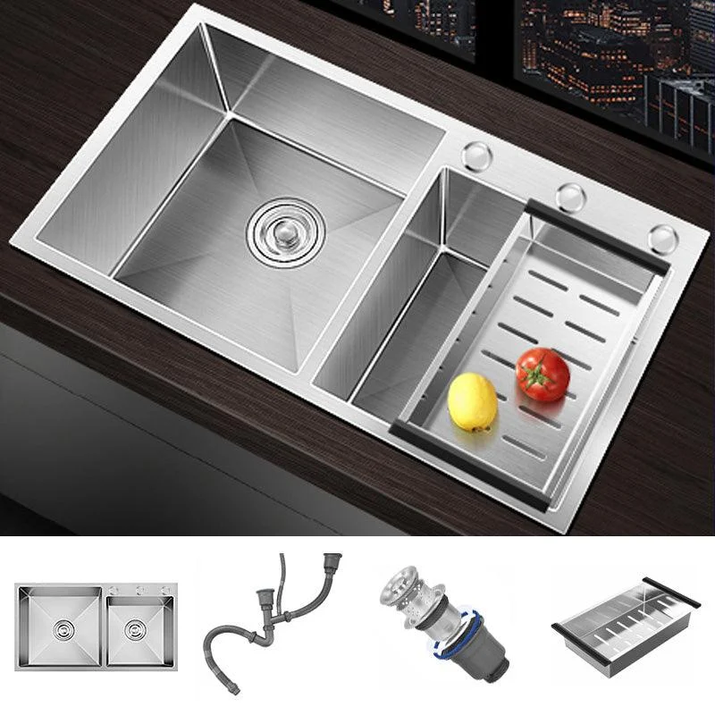 Modern Style Kitchen Sink Soundproof Detail Kitchen Double Sink with Basket Strainer -Bathlova