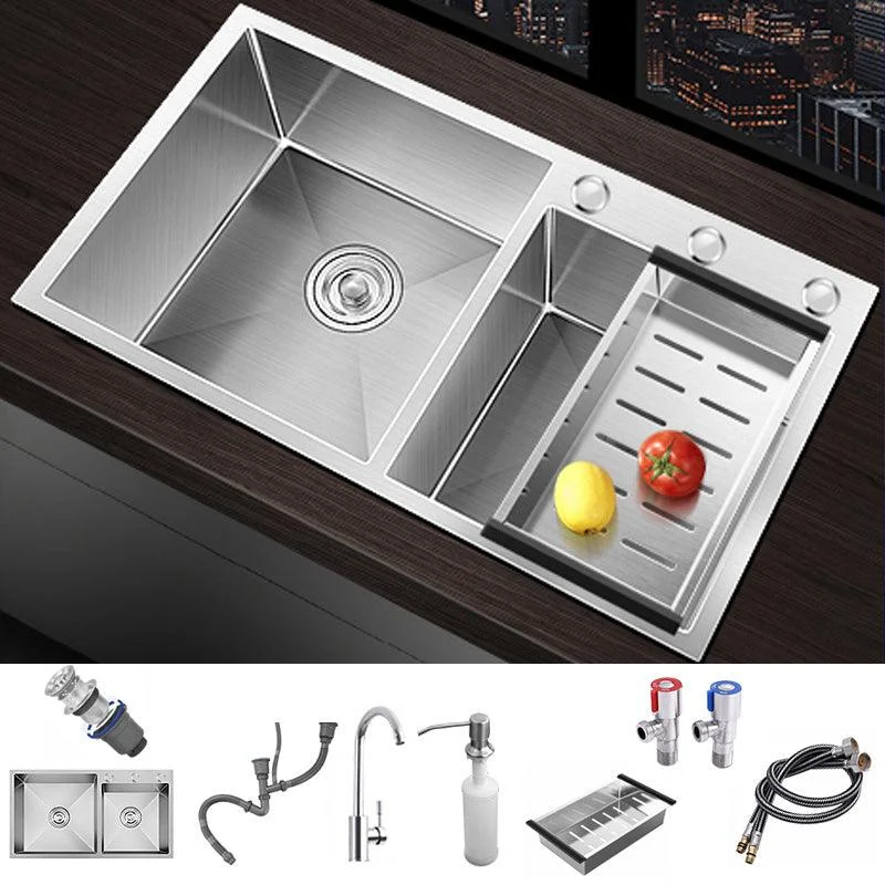 Modern Style Kitchen Sink Soundproof Detail Kitchen Double Sink with Basket Strainer -Bathlova