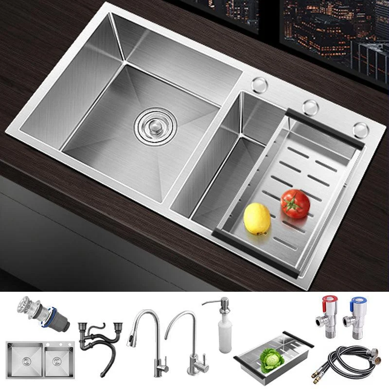 Modern Style Kitchen Sink Soundproof Detail Kitchen Double Sink with Basket Strainer -Bathlova