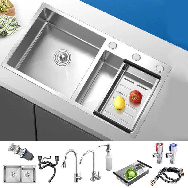 Modern Style Kitchen Sink Soundproof Detail Kitchen Double Sink with Basket Strainer -Bathlova