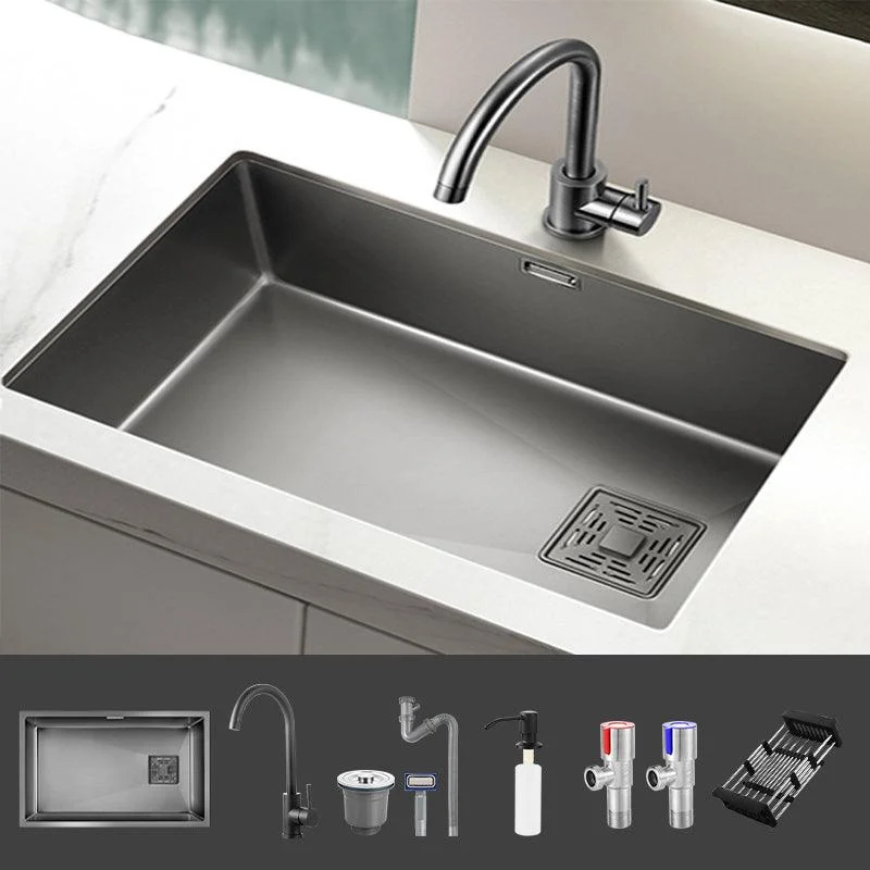 Modern Style Kitchen Sink Stainless Steel 1 Holes Kitchen Sink with Soap Dispenser -Bathlova