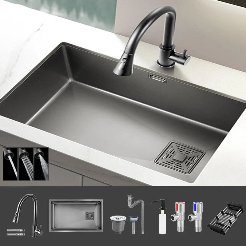 Modern Style Kitchen Sink Stainless Steel 1 Holes Kitchen Sink with Soap Dispenser -Bathlova