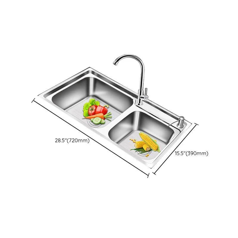 Modern Style Kitchen Sink Stainless Steel 2 Holes Drop-In Kitchen Sink -Bathlova