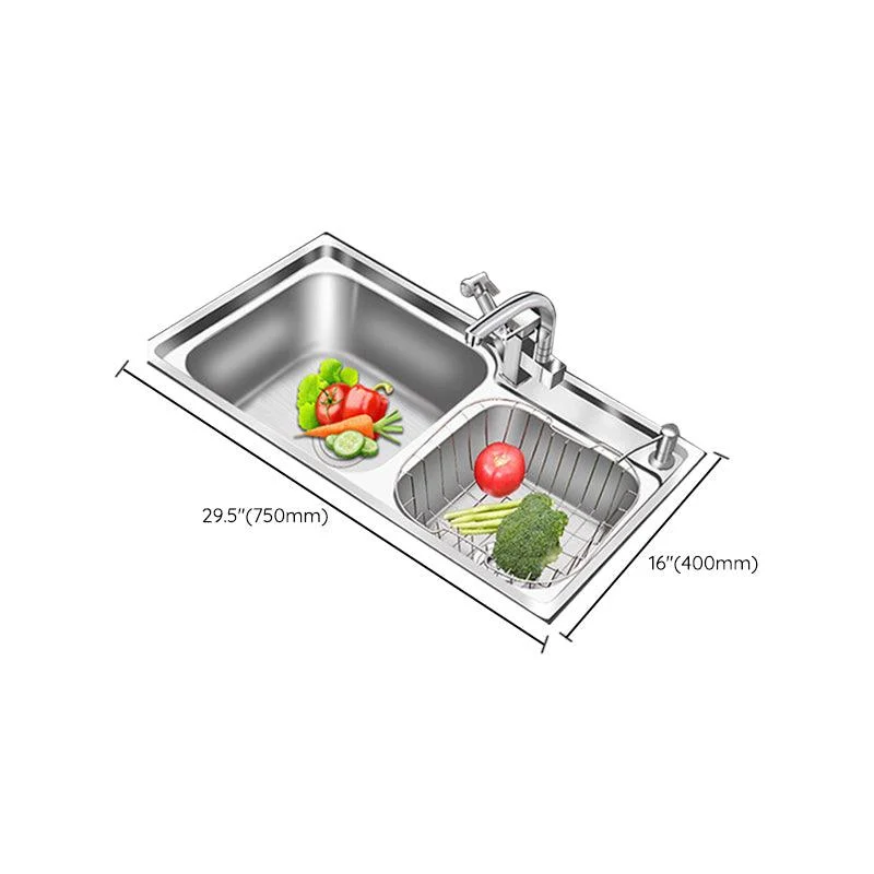 Modern Style Kitchen Sink Stainless Steel 2 Holes Drop-In Kitchen Sink -Bathlova