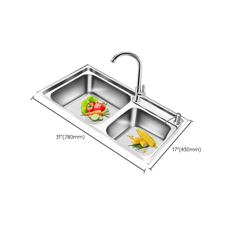 Modern Style Kitchen Sink Stainless Steel 2 Holes Drop-In Kitchen Sink -Bathlova