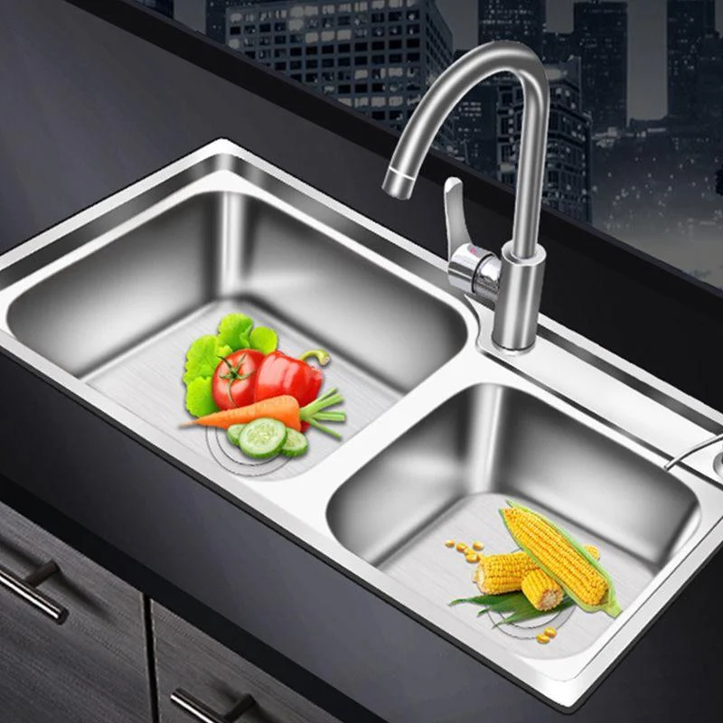 Modern Style Kitchen Sink Stainless Steel 2 Holes Drop-In Kitchen Sink -Bathlova