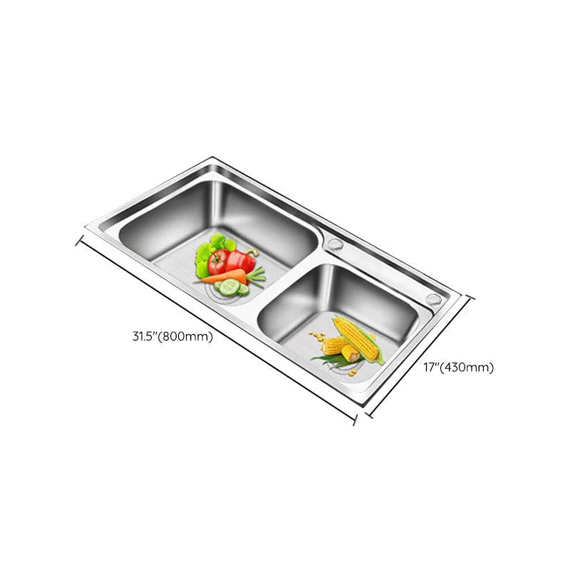 Modern Style Kitchen Sink Stainless Steel 2 Holes Drop-In Kitchen Sink -Bathlova