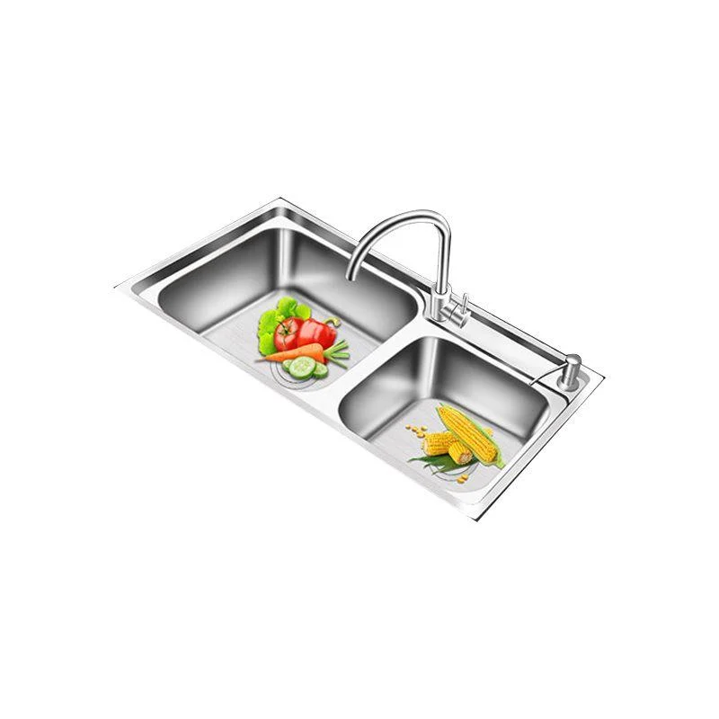 Modern Style Kitchen Sink Stainless Steel 2 Holes Drop-In Kitchen Sink -Bathlova