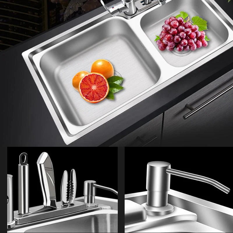 Modern Style Kitchen Sink Stainless Steel 2 Holes Drop-In Kitchen Sink -Bathlova