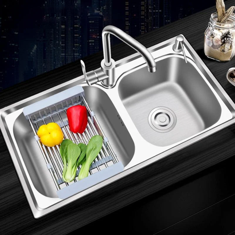 Modern Style Kitchen Sink Stainless Steel 2 Holes Drop-In Kitchen Sink -Bathlova