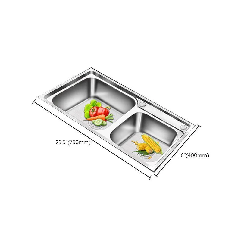 Modern Style Kitchen Sink Stainless Steel 2 Holes Drop-In Kitchen Sink -Bathlova